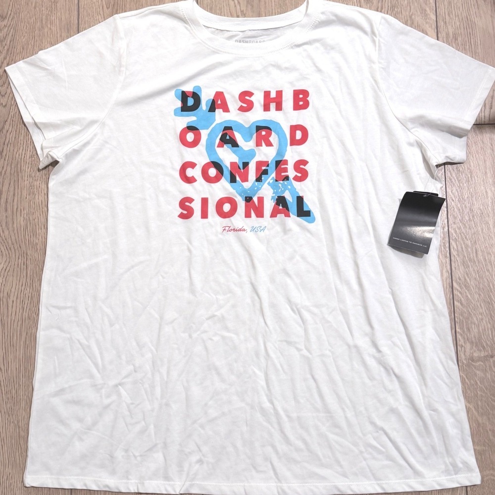 Torrid Dashboard Confessional Band Graphic Tee White 2X 18 20 NEW Emo Punk Rock